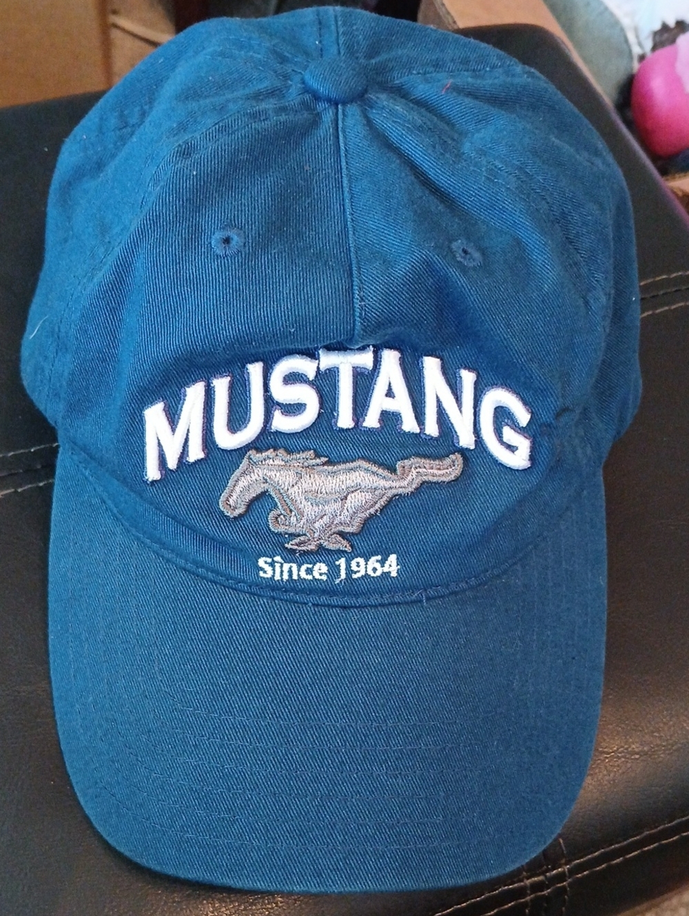 Ford Mustang Navy Blue Embroidered Baseball Cap Hat Adjustable Snap Back CLEAN!!